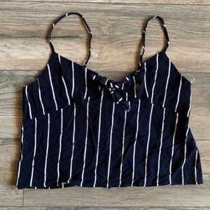 Pacsun blue striped tie front tank top
